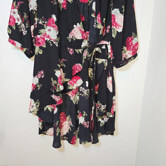 Torrid Floral Kimono Womens Size 2 2X 3/4 Sleeve Semi Sheer Fairycore - Picture 3 of 11